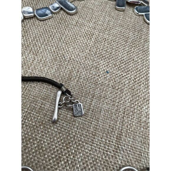 RLM Soho Stamped Silver and Black Leather Necklace Vintage Robert Lee Morris - Picture 7 of 7